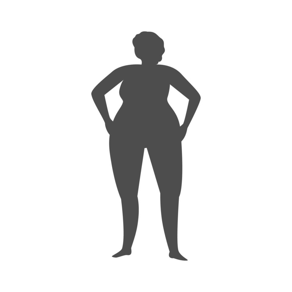 femmes silhouette plus, corps positif. plat vecteur illustration.