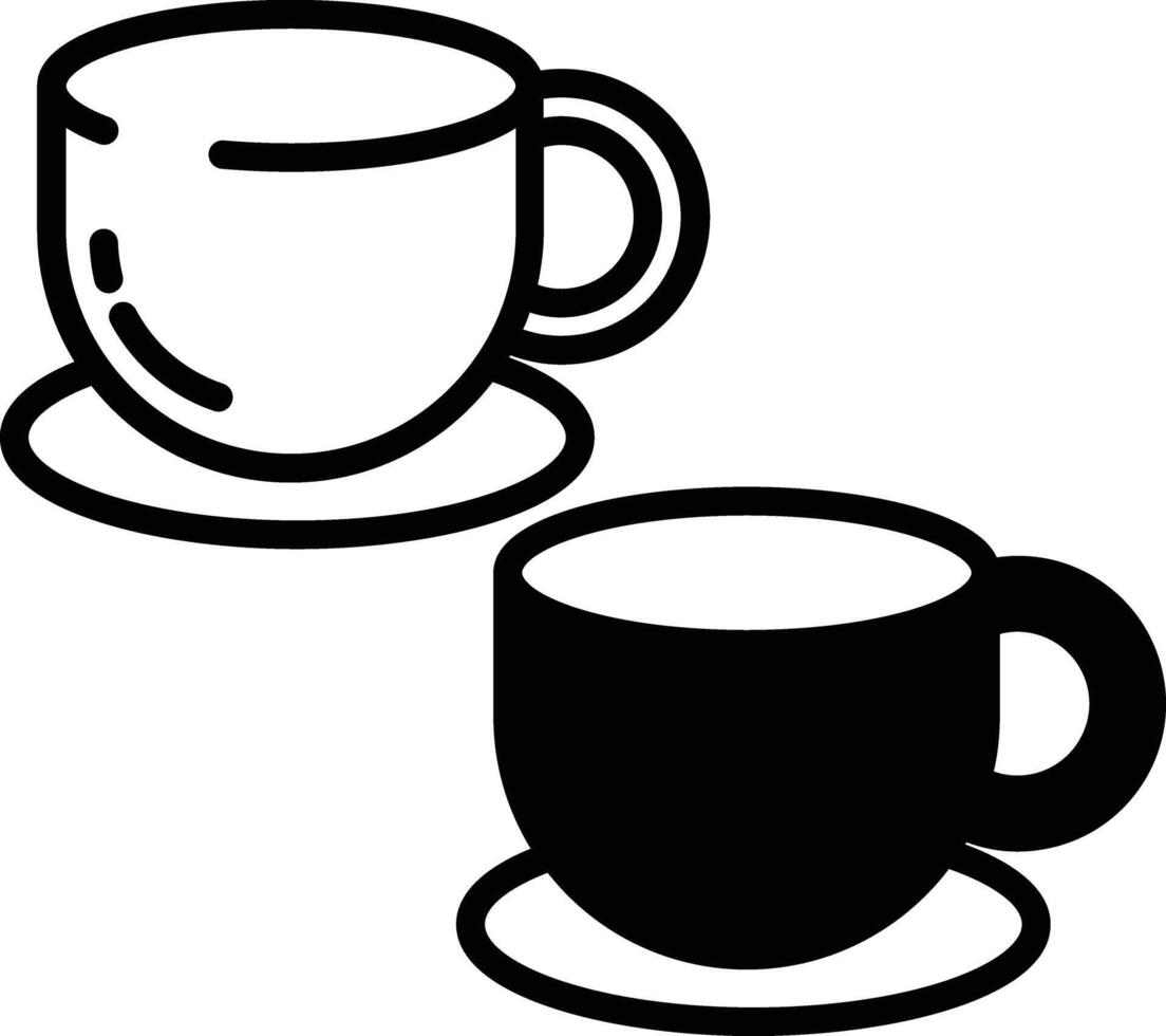 tasse et glyphe et ligne vecteur illustration