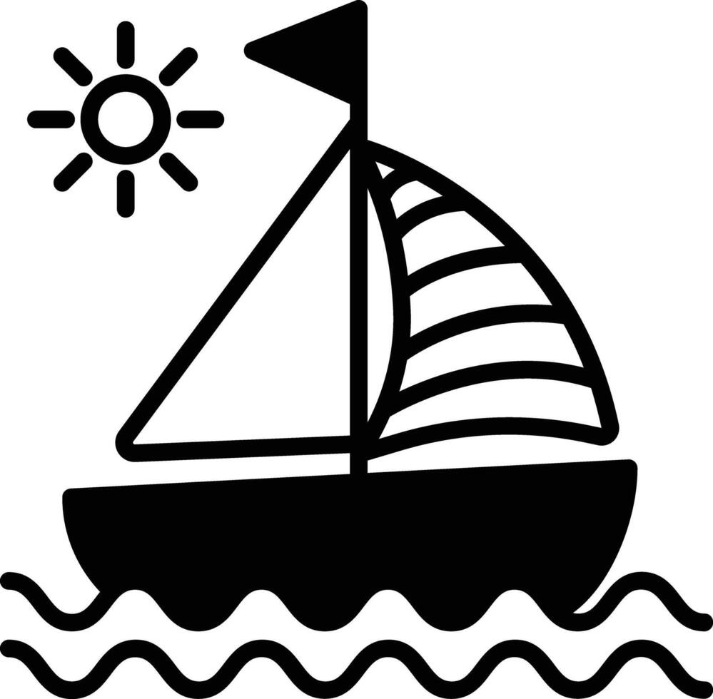 yacht glyphe et ligne vecteur illustration