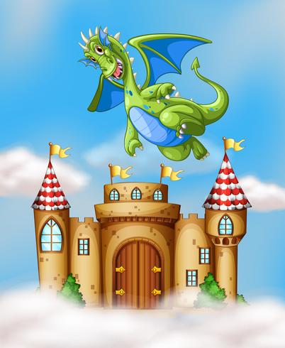 Dragon survolant le château vecteur