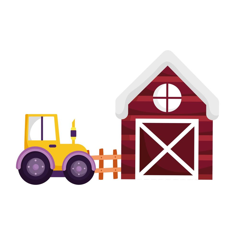 grange de dessin animé de ferme et dessin animé de camion tracteur vecteur
