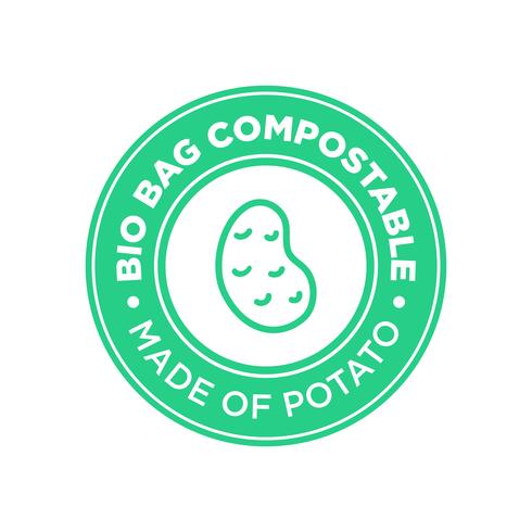 Bio Bag Compostable à base de pomme de terre. vecteur