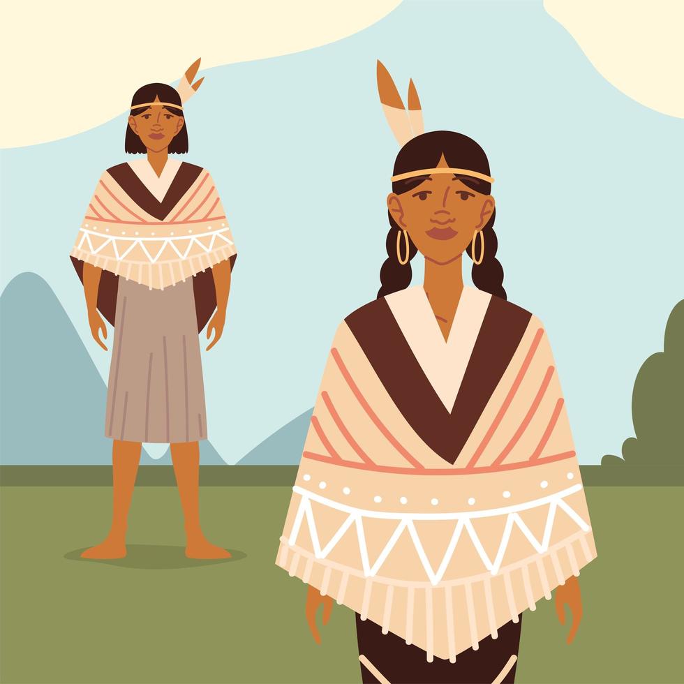 couple indigène indigène vecteur