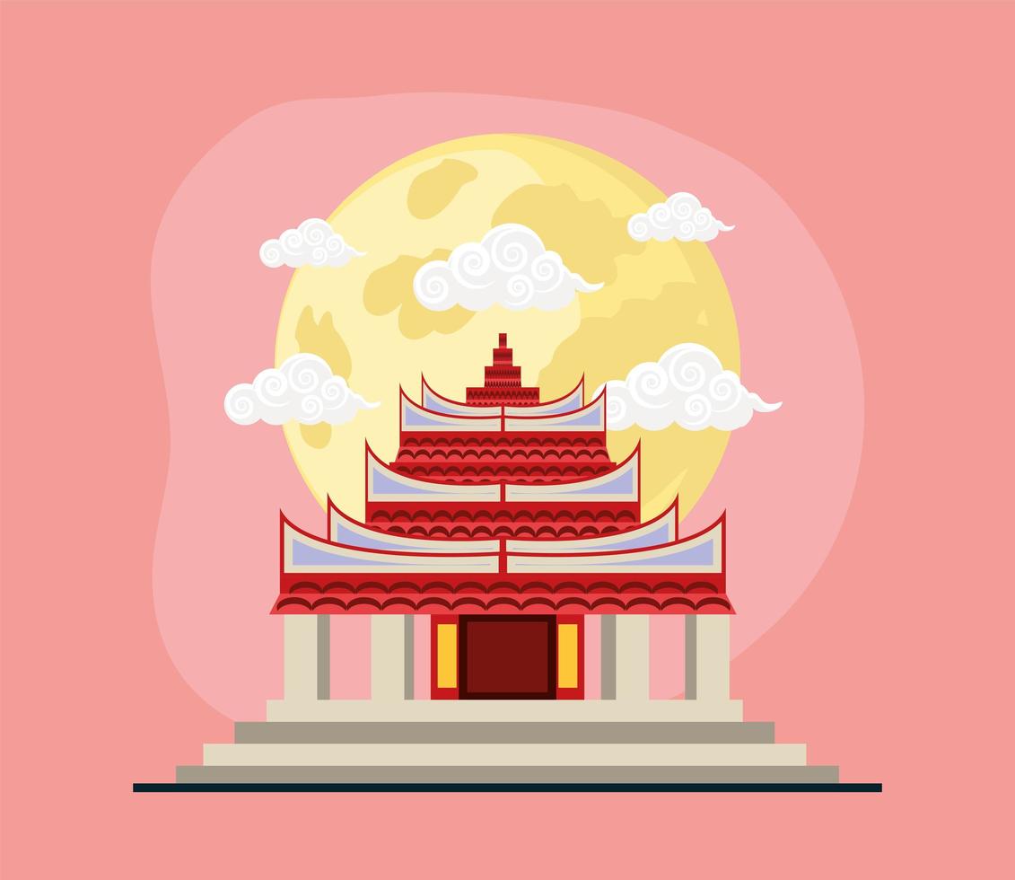 temple chinois moonlinght vecteur