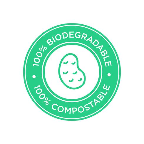 Icône 100% biodégradable et compostable. Bioplastique de pomme de terre. vecteur