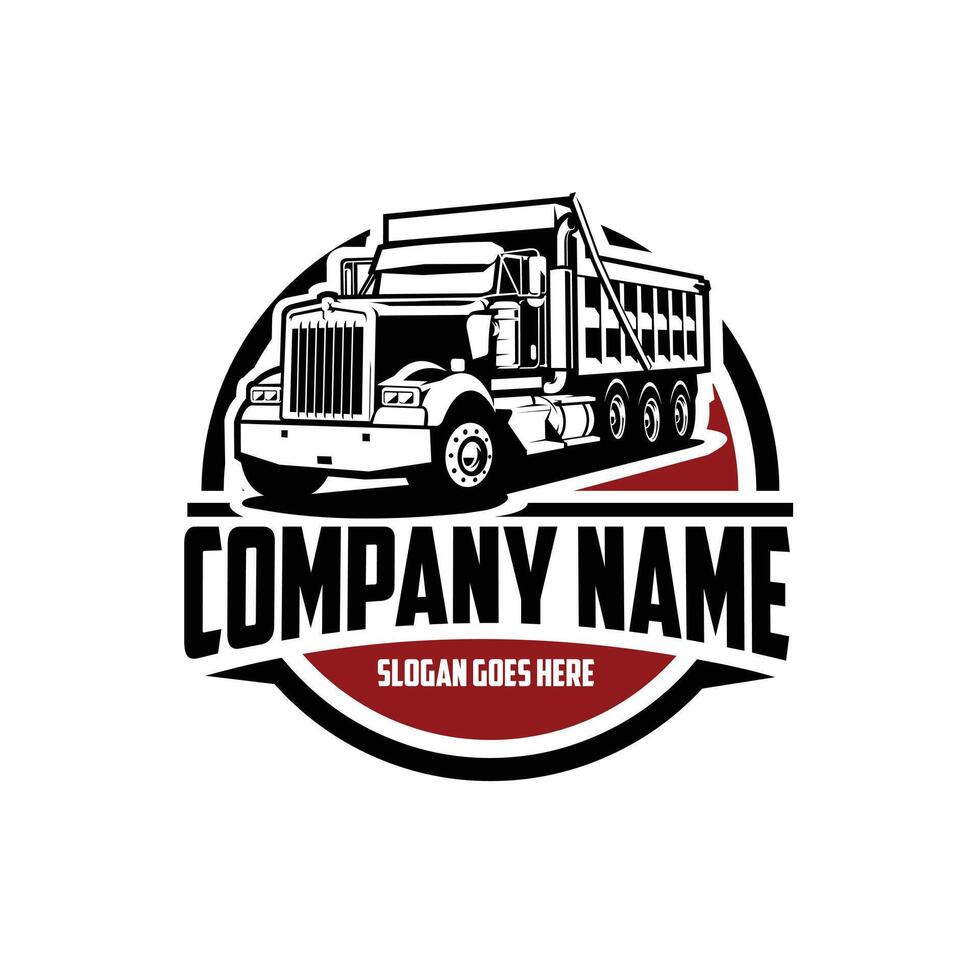 déverser un camion entreprise prêt fabriqué logo modèle ensemble vecteur isolé. meilleur pour camionnage et cargaison en relation industrie.