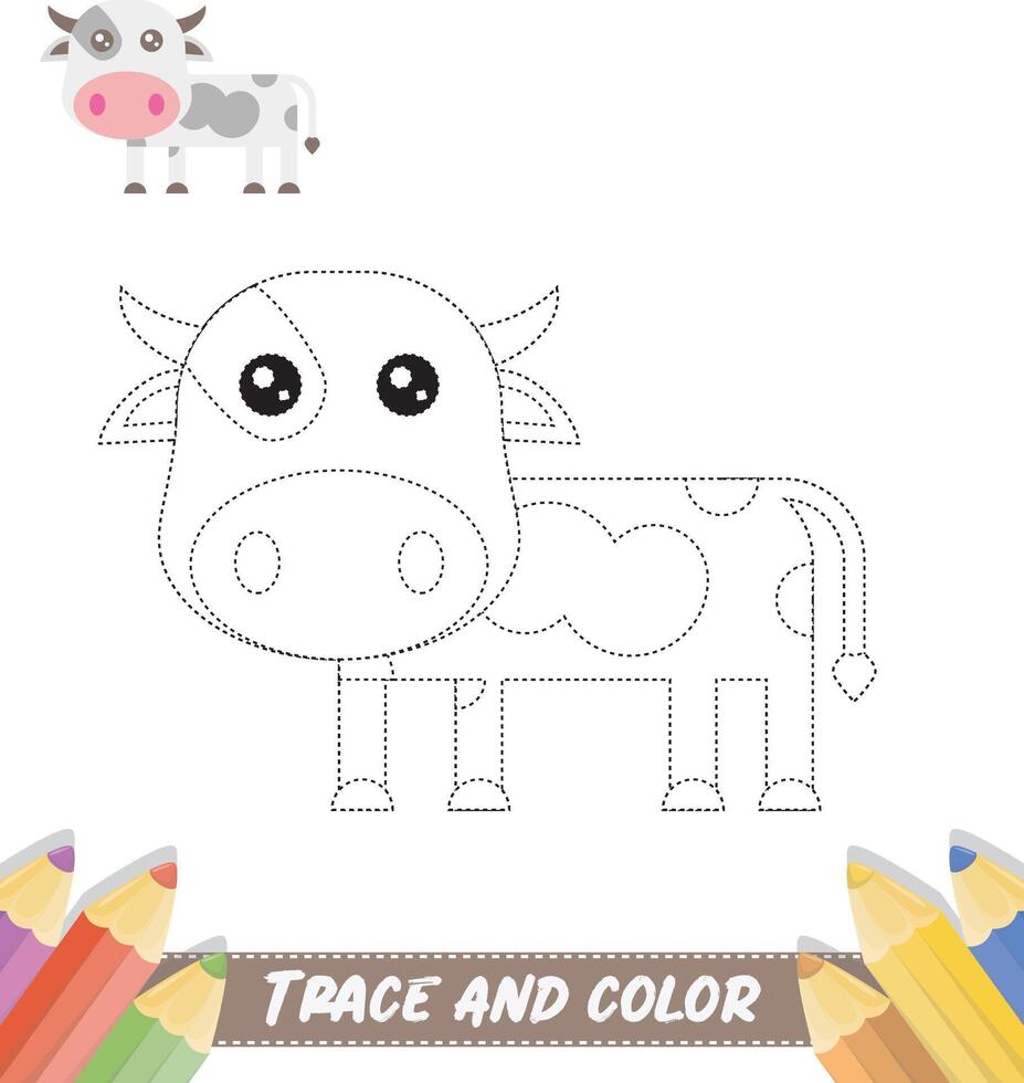 dessiné à la main trace et Couleur mignonne bébé animal vecteur