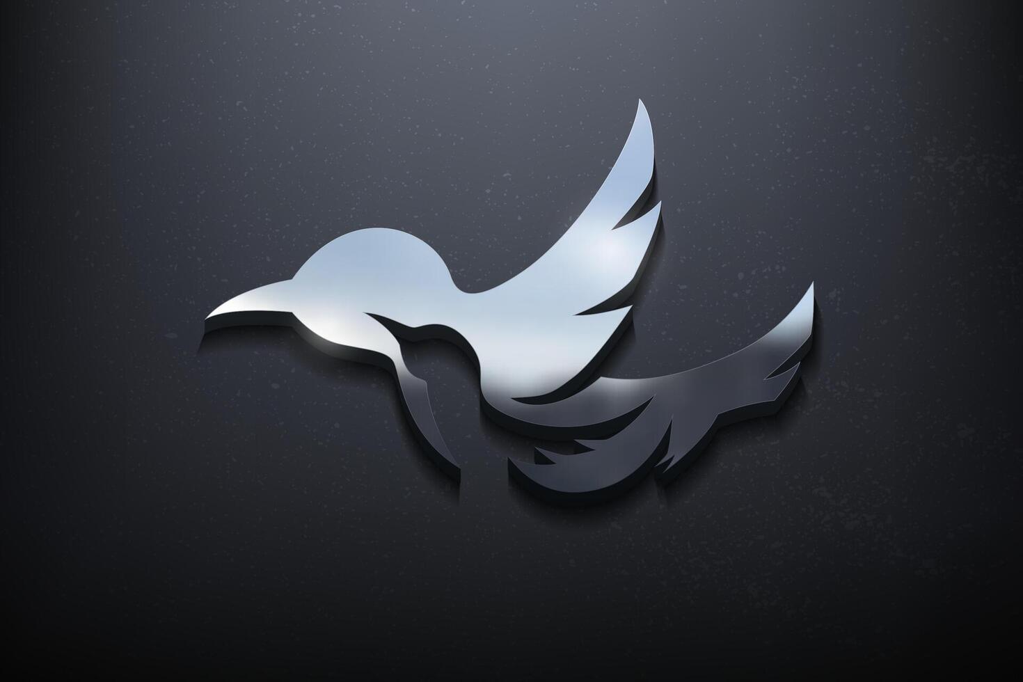 des oiseaux 3d logo conception, brillant maquette logo avec texturé mur. réaliste vecteur, vecteur illustration