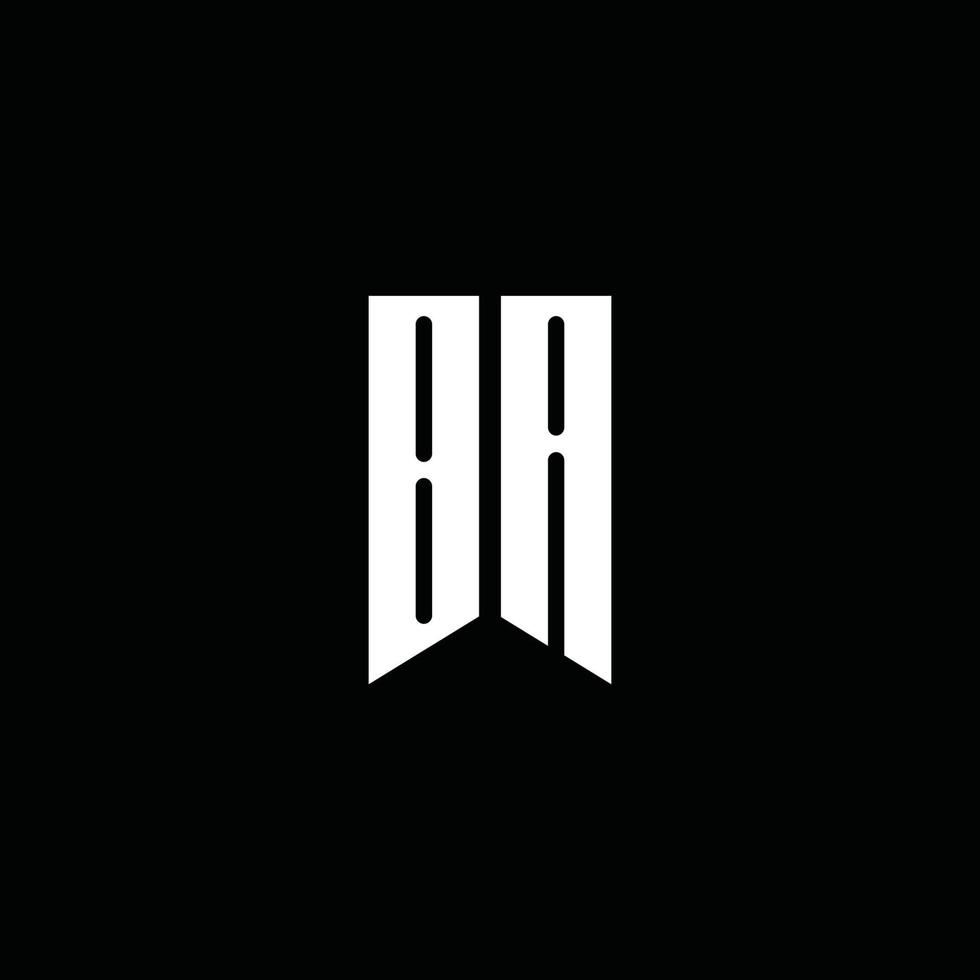 monogramme du logo ba avec style emblème isolé sur fond noir vecteur