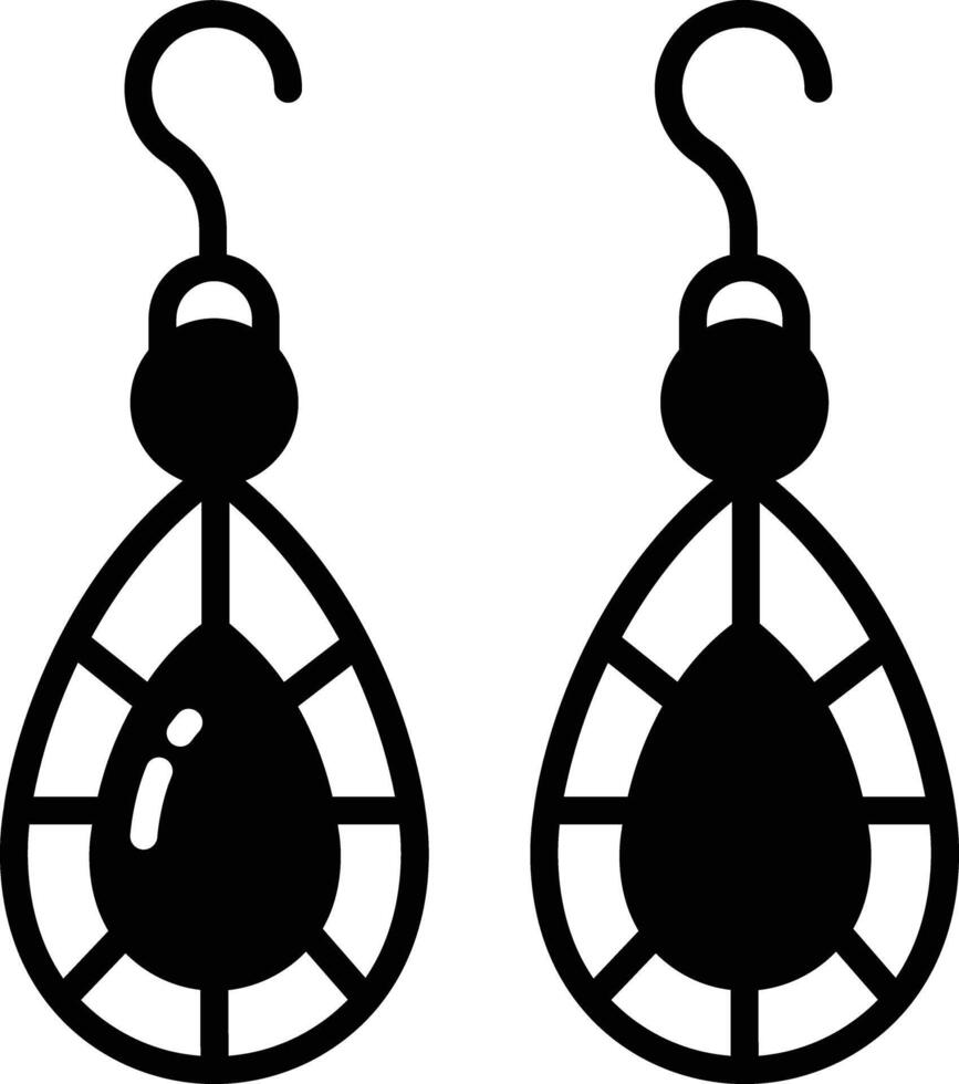 des boucles d'oreilles gemme glyphe et ligne vecteur illustration