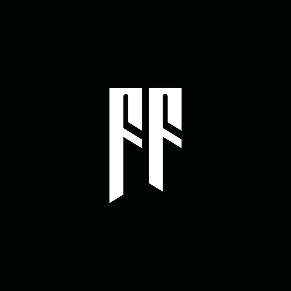 monogramme du logo ff avec style emblème isolé sur fond noir vecteur