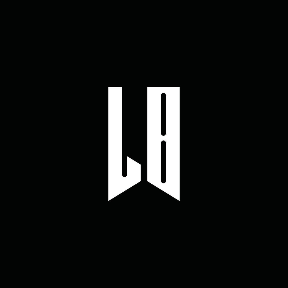 monogramme du logo lb avec style emblème isolé sur fond noir vecteur