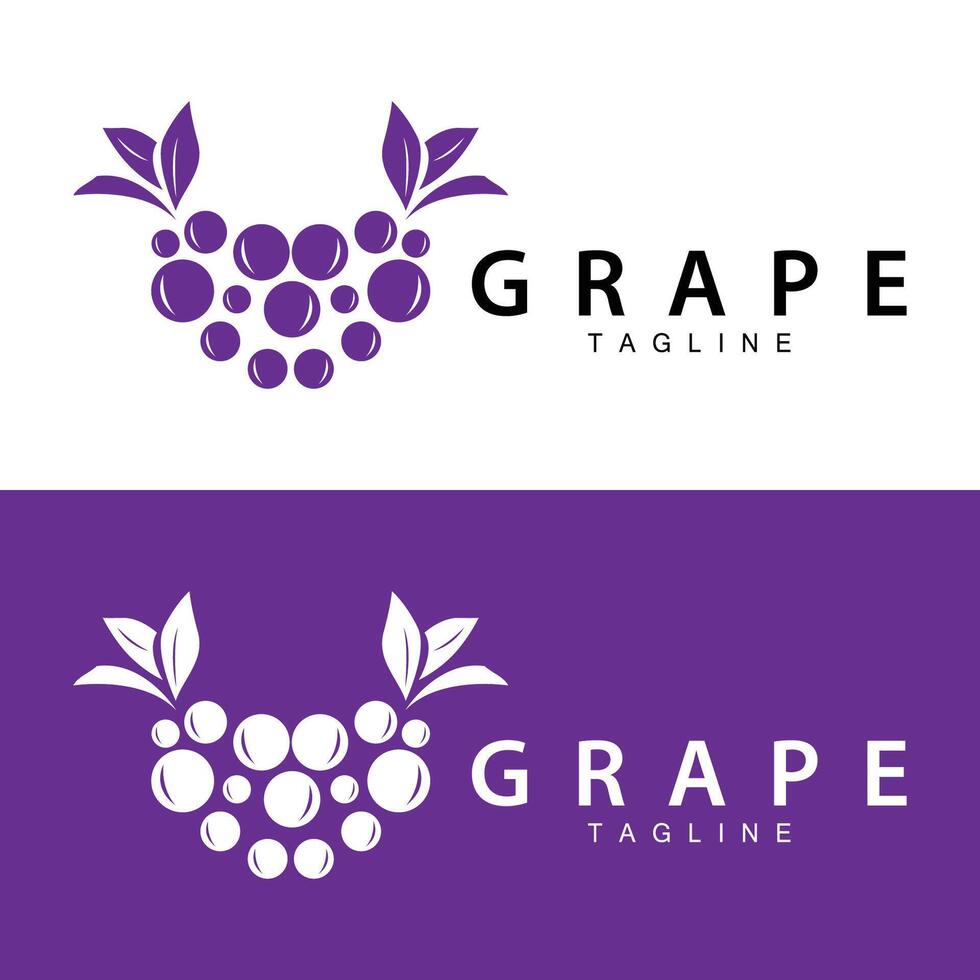 grain de raisin logo, jardin vecteur, Frais violet fruit, du vin marque conception, Facile illustration modèle vecteur