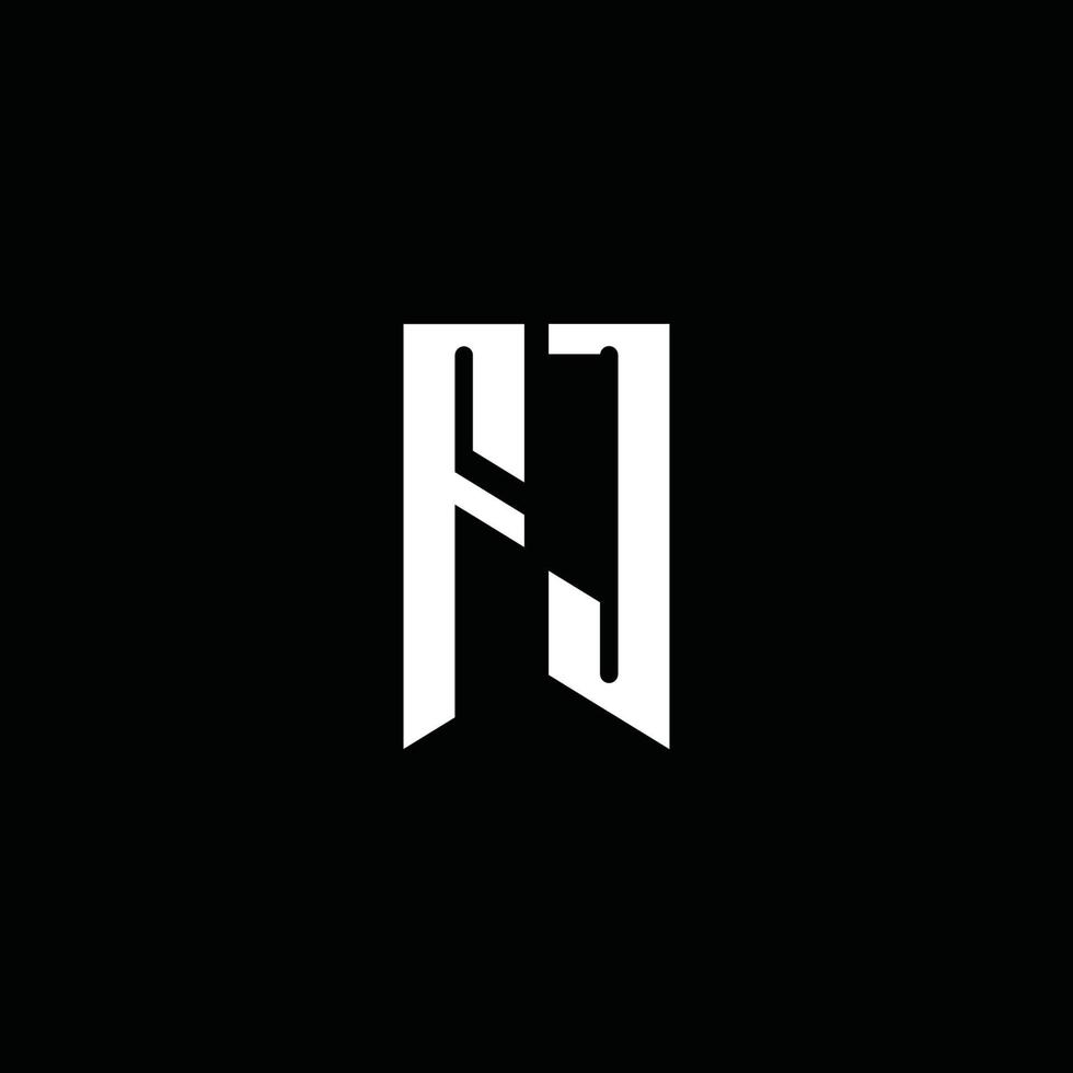 monogramme du logo fj avec style emblème isolé sur fond noir vecteur