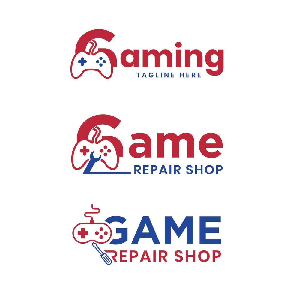 jeu les joueurs Jeu réparation magasin logo conception mot-symbole collection vecteur modèle