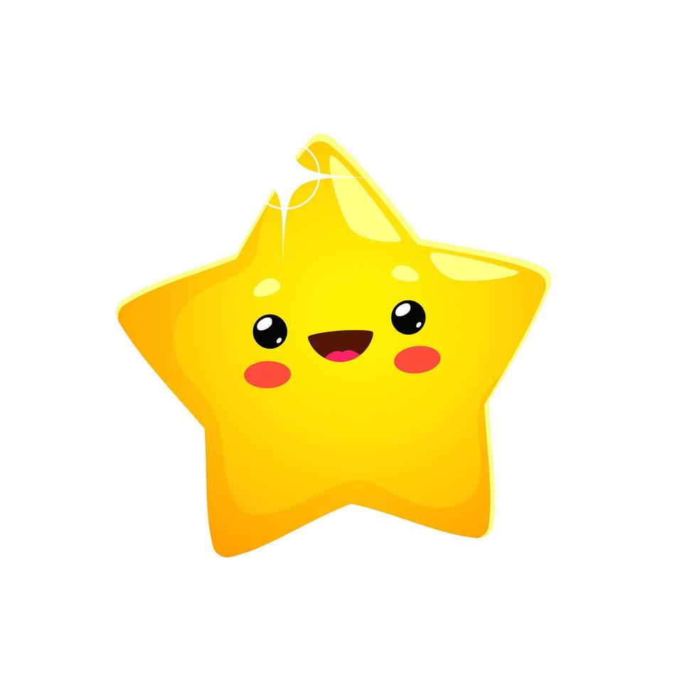 dessin animé mignonne de bonne humeur kawaii étoile, content scintillement vecteur