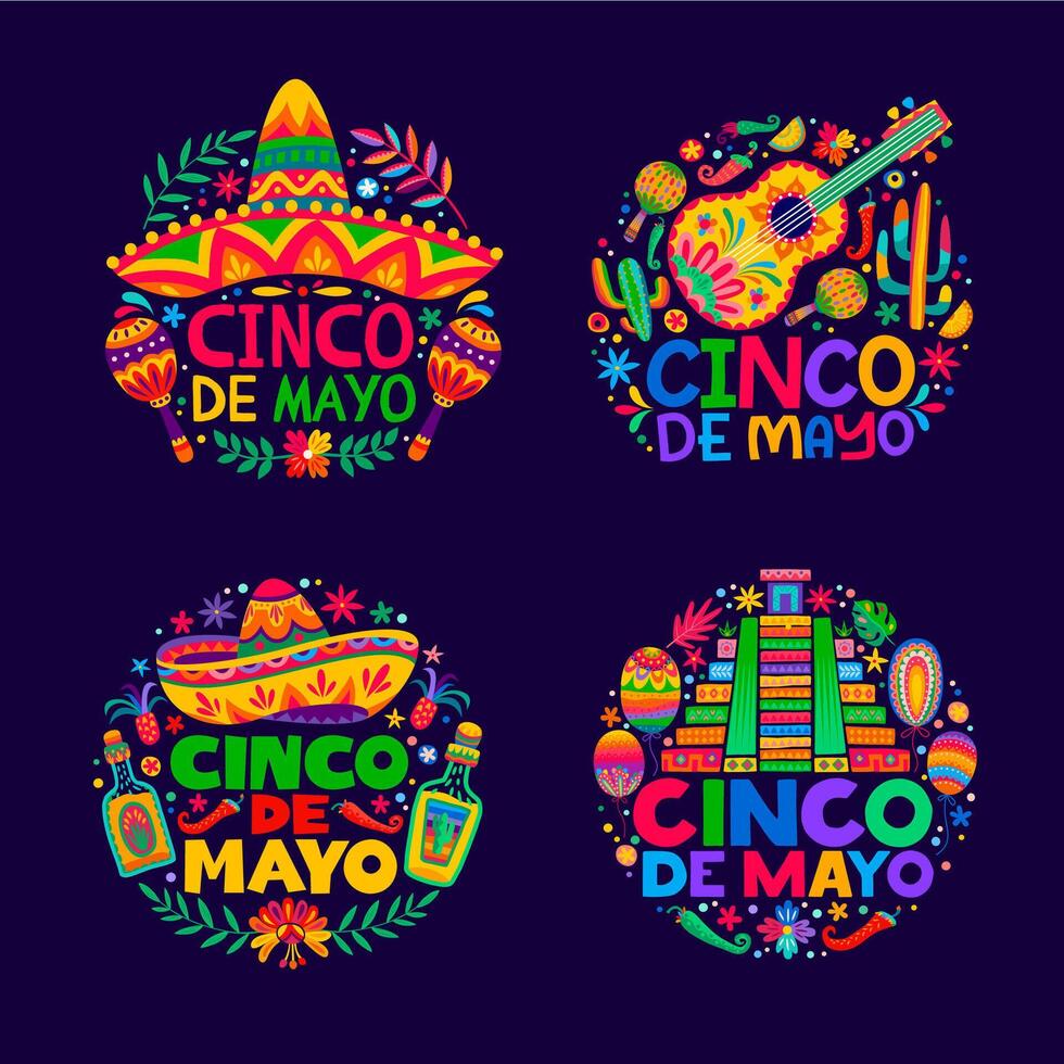 mexicain cinco de mayo vacances vecteur Étiquettes