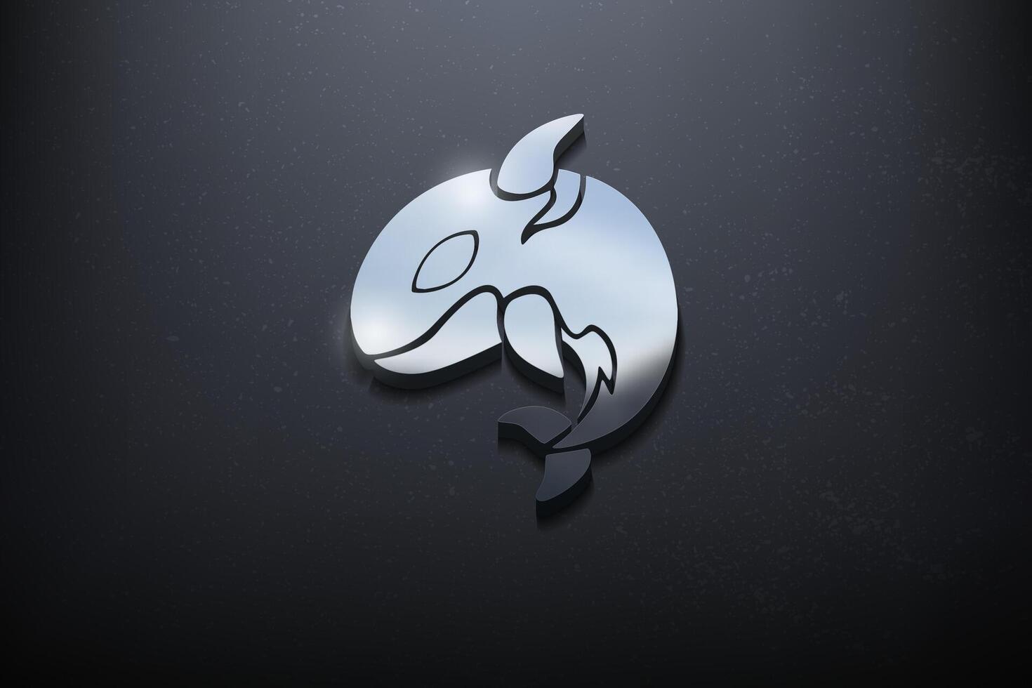 orque 3d logo conception, brillant maquette logo avec texturé mur. réaliste vecteur, vecteur illustration