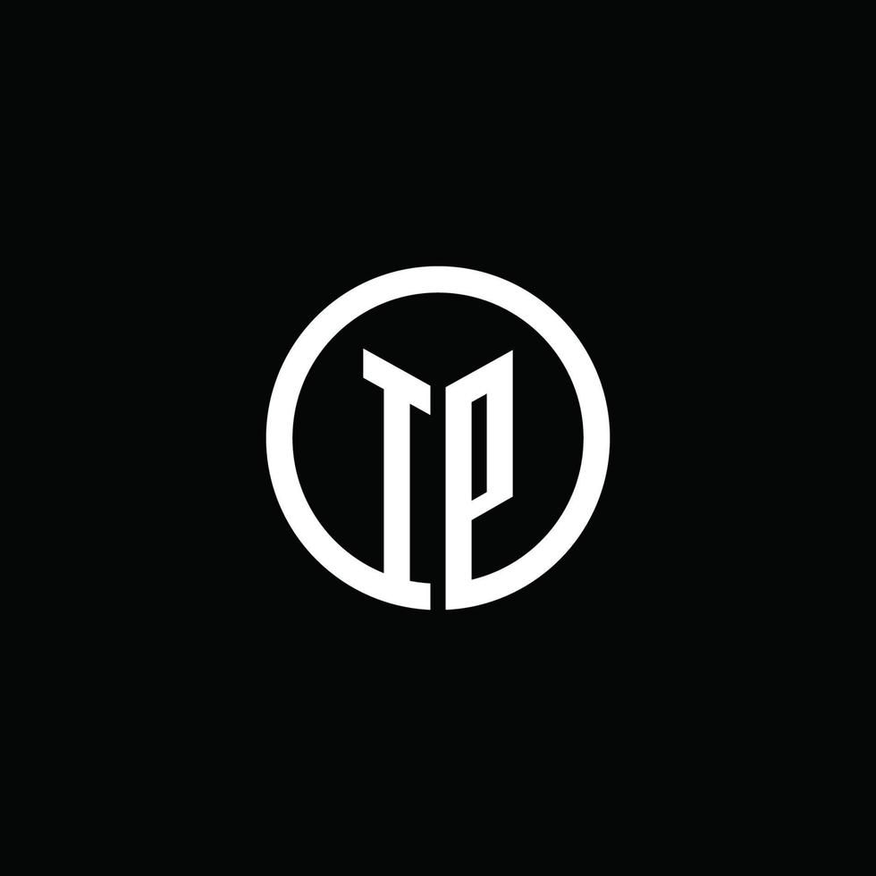 logo monogramme ip isolé avec un cercle tournant vecteur