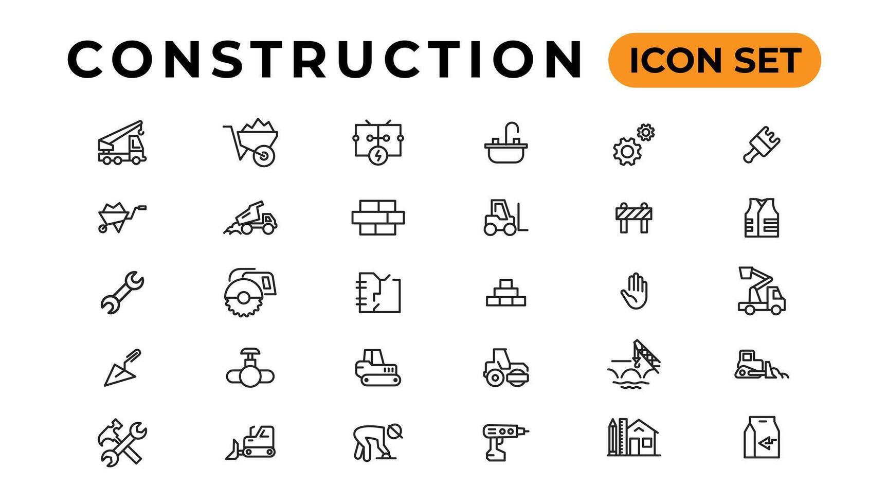 construire et construction mince ligne Icônes vecteur