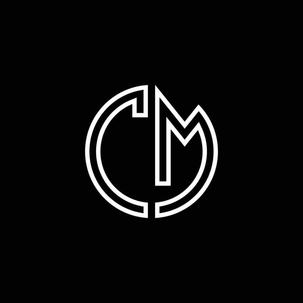 modèle de conception de contour de style de ruban de cercle de logo de monogramme de cm vecteur
