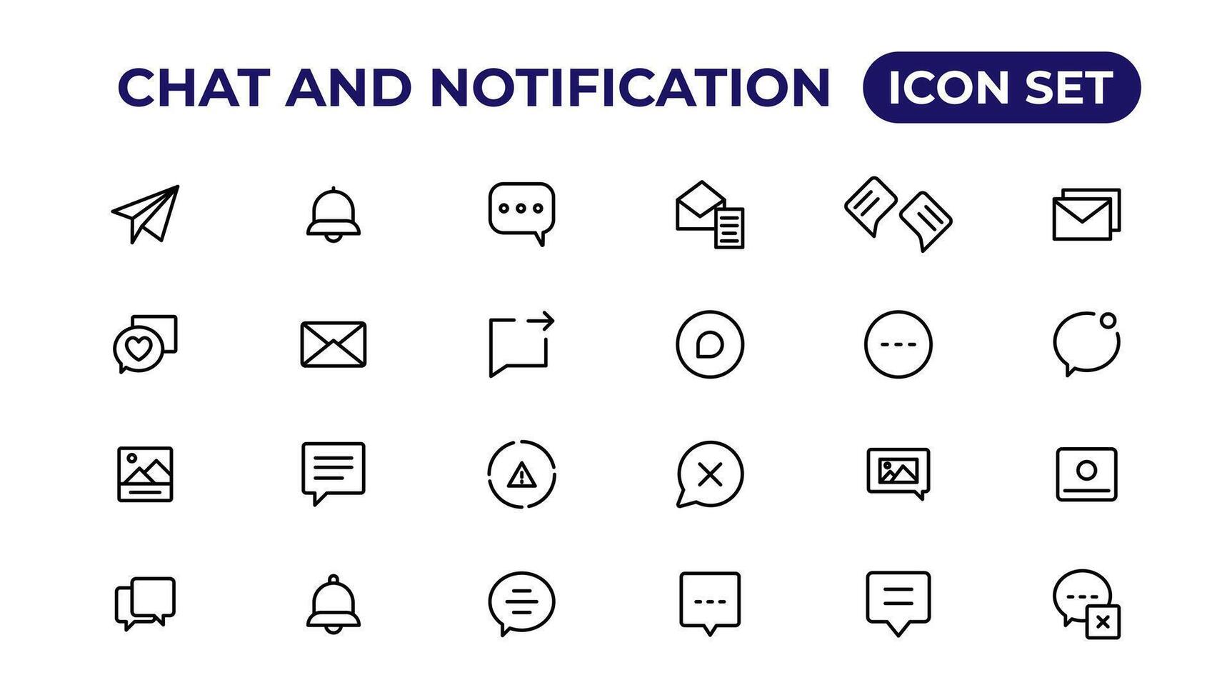 bavarder et notification ligne Icônes collection. cloche, message, comme, rappel, dispositifs Icônes. vecteur