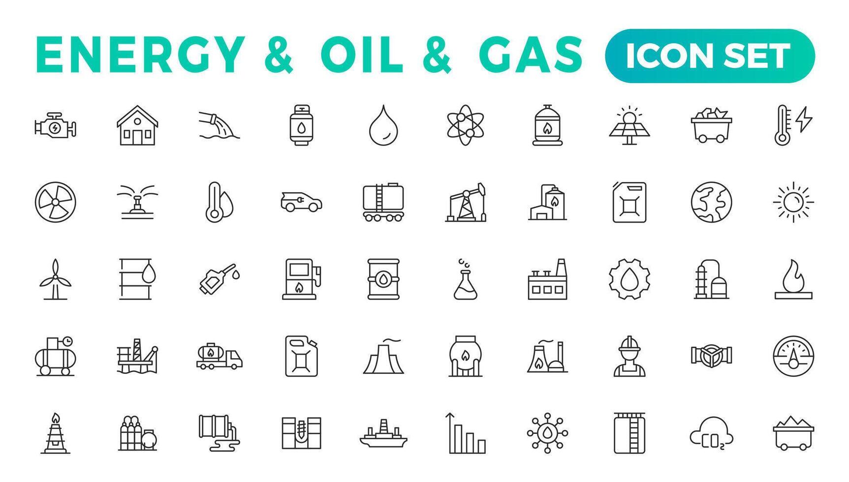 énergie et pétrole et gaz - mince ligne la toile icône ensemble. contour Icônes collection vecteur