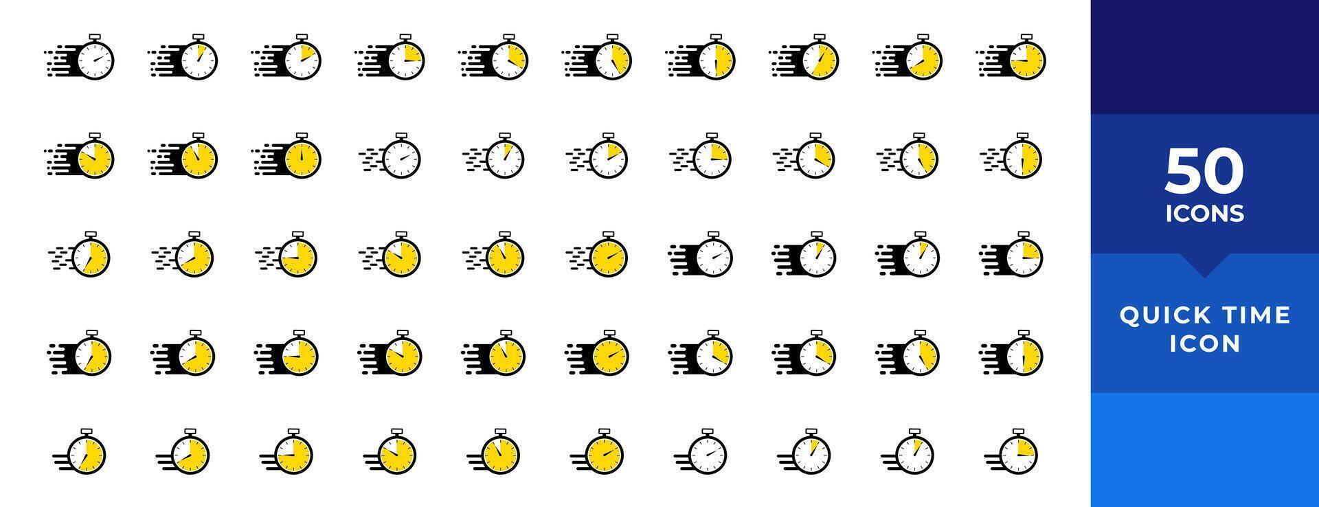 ensemble d'icônes de minuterie. icône de temps rapide ou de date limite. symbole de service express. compte à rebours et icônes de chronomètre isolés sur blanc. illustration vectorielle. vecteur