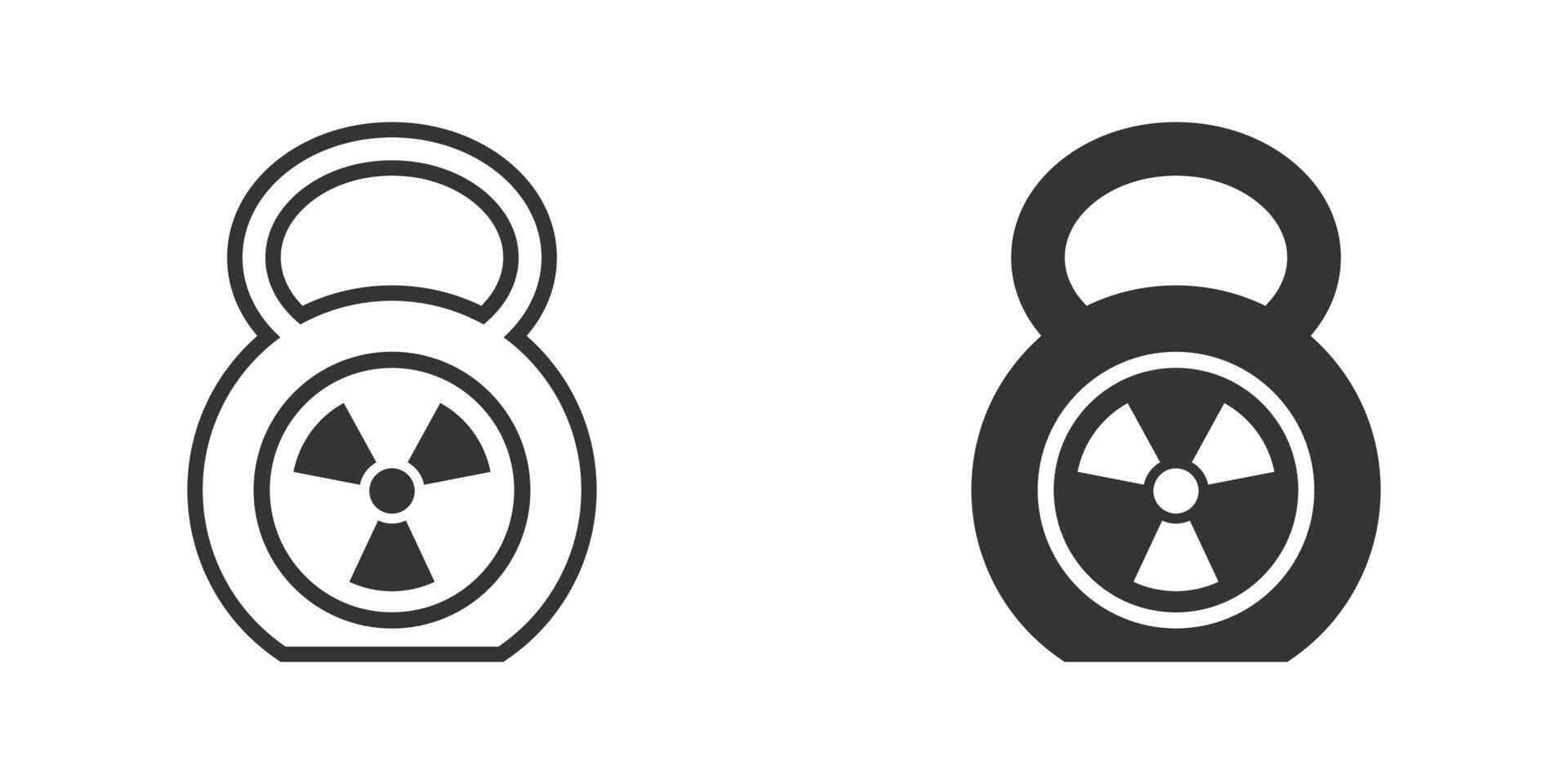 kettlebell icône avec radiation symbole. vecteur illustration.