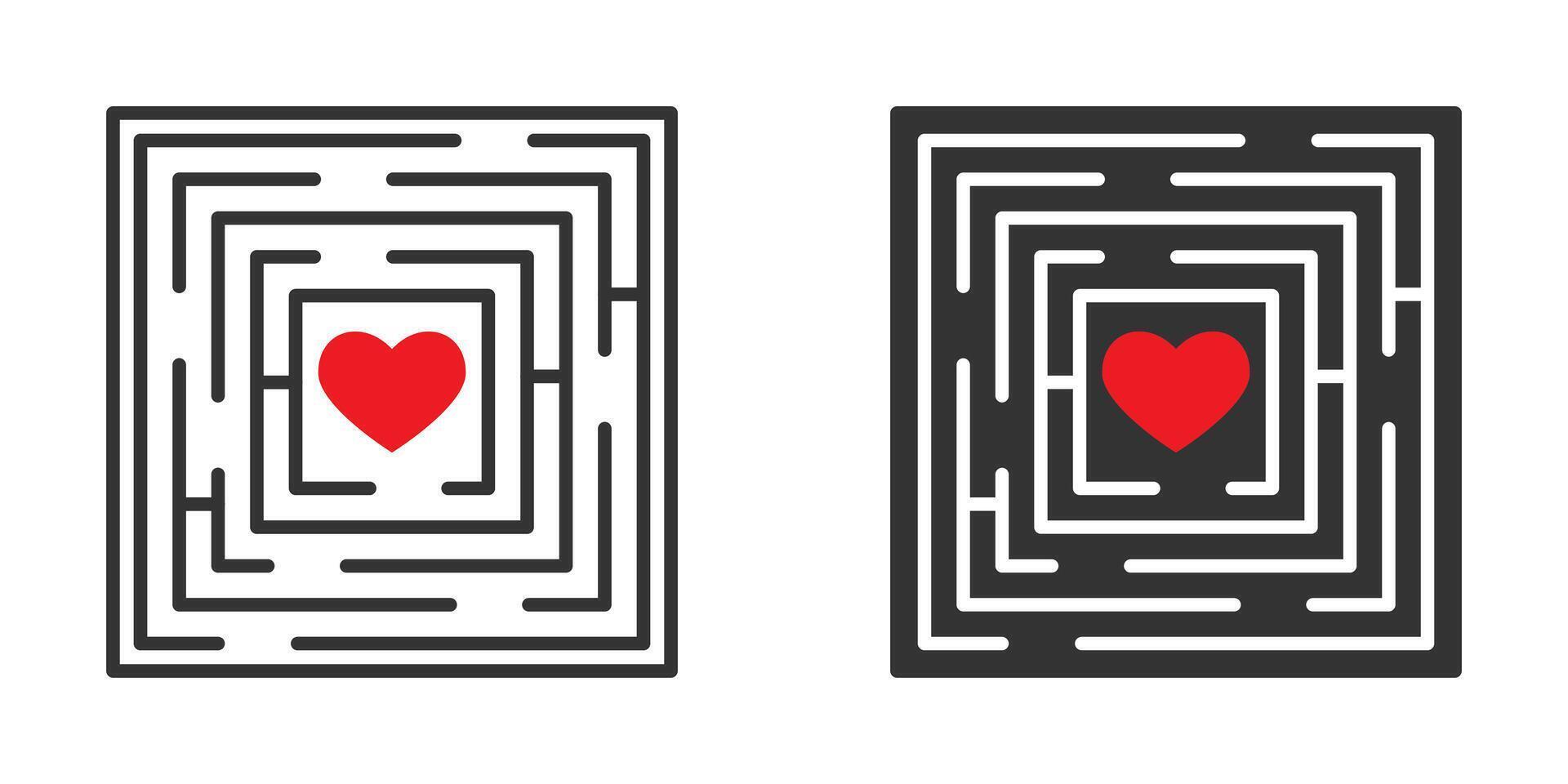 cœur dans le carré Labyrinthe icône. vecteur illustration.