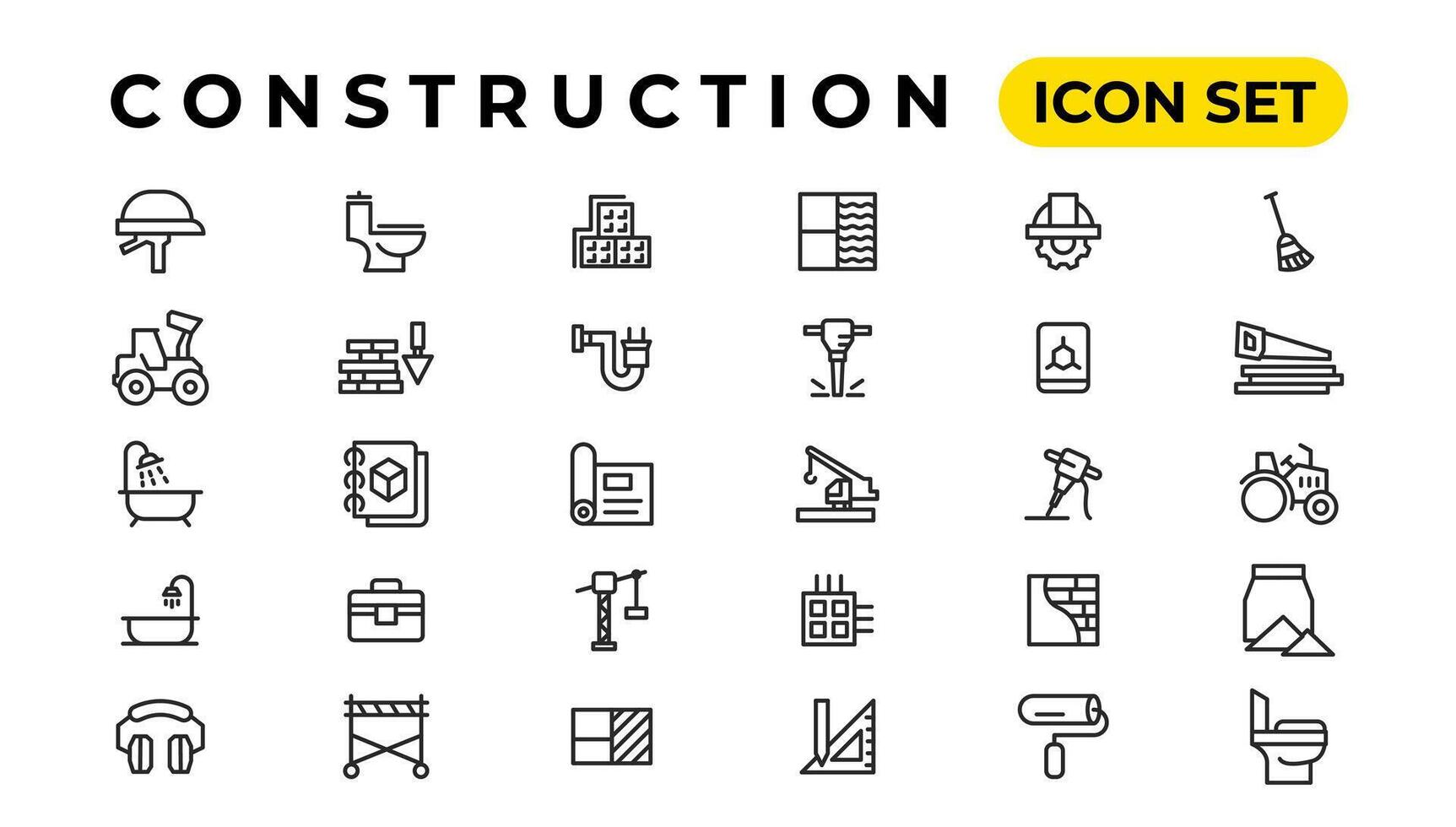 construire et construction mince ligne Icônes vecteur