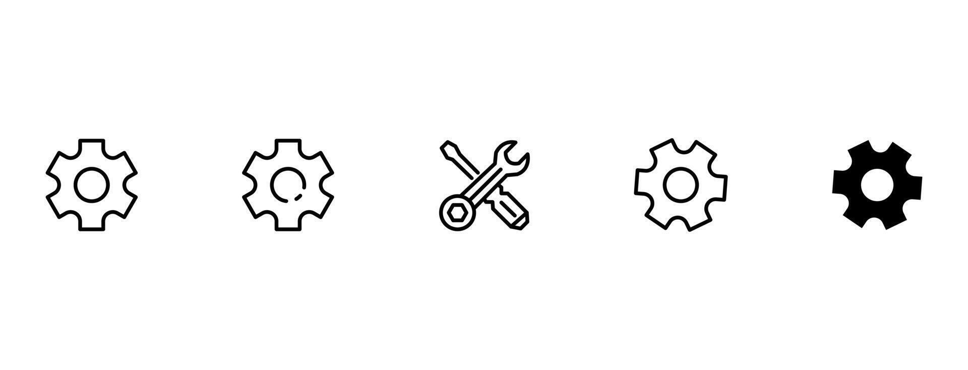 collection de vecteurs d'icônes de réglage d'engrenage. roue dentée et engrenages isolés. symbole de réglage. illustration vectorielle vecteur