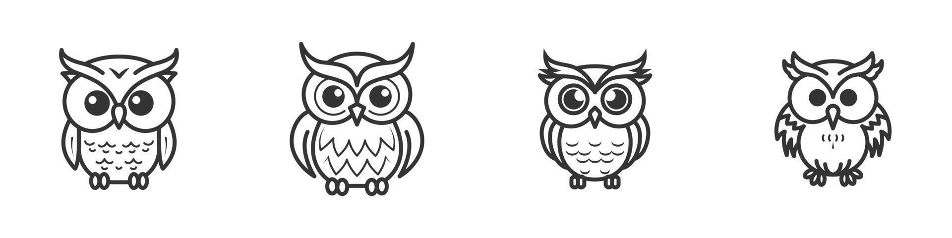 hibou icône ensemble. vecteur illustration.