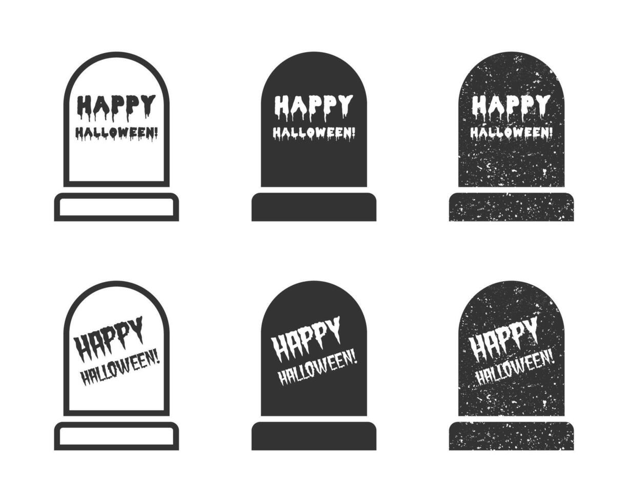 pierre tombale icône avec content Halloween caractères. vecteur illustration.