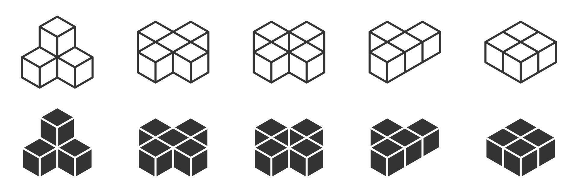 3d cube icône ensemble. vecteur illustration.