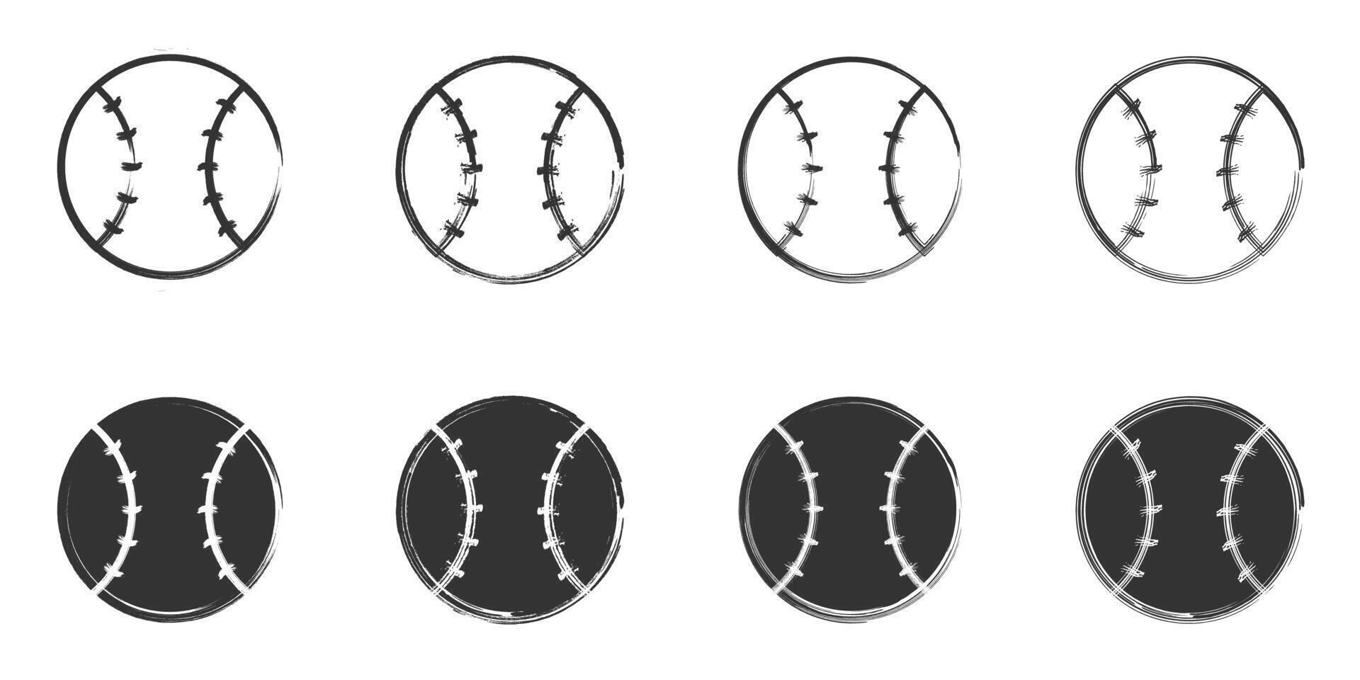 main dessiné base-ball Balle icône ensemble. vecteur illustration.