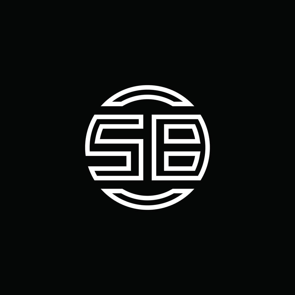 monogramme du logo sb avec un modèle de conception arrondi de cercle d'espace négatif vecteur