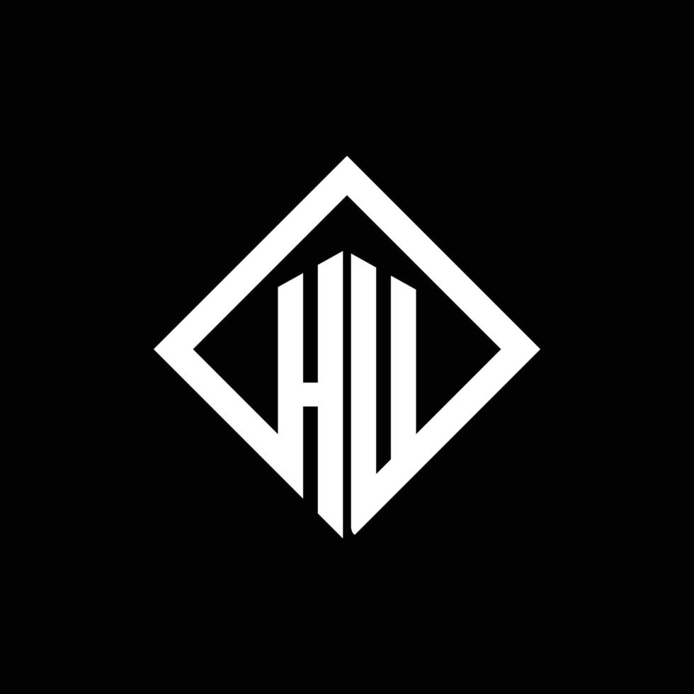 monogramme du logo hu avec modèle de conception de style rotation carrée vecteur