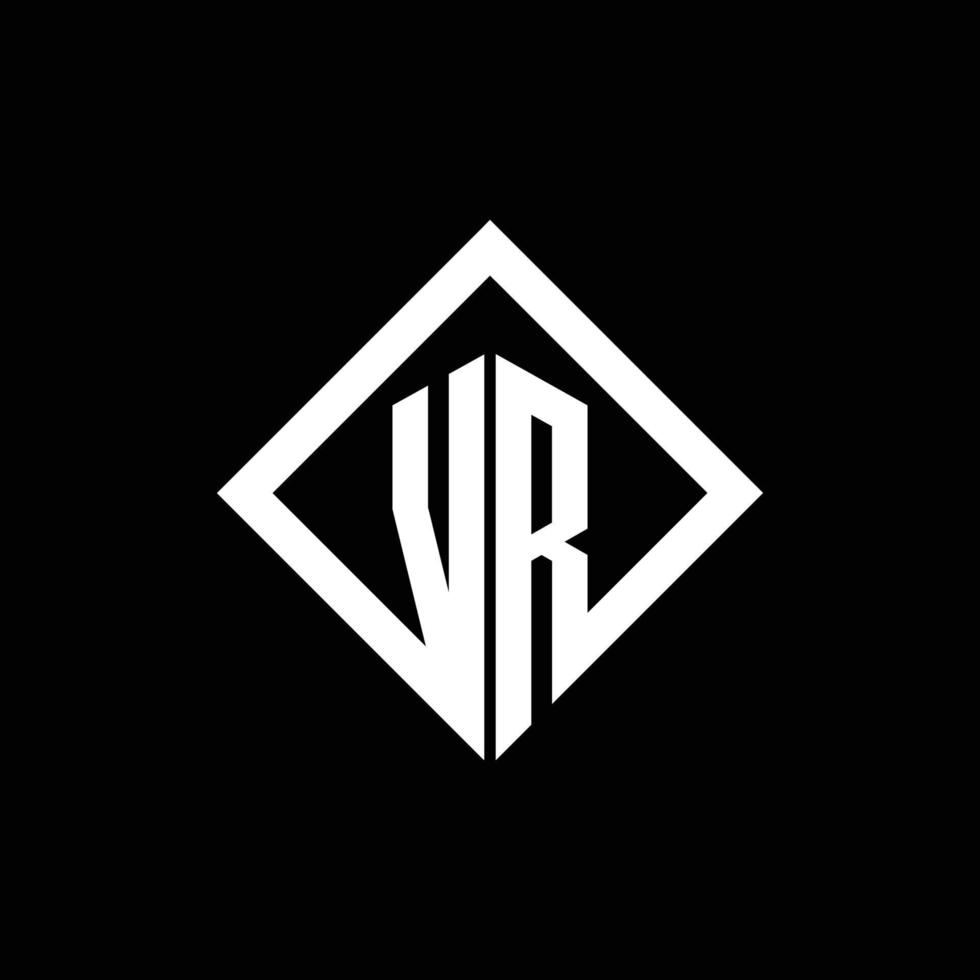 monogramme du logo vr avec modèle de conception de style rotation carrée vecteur