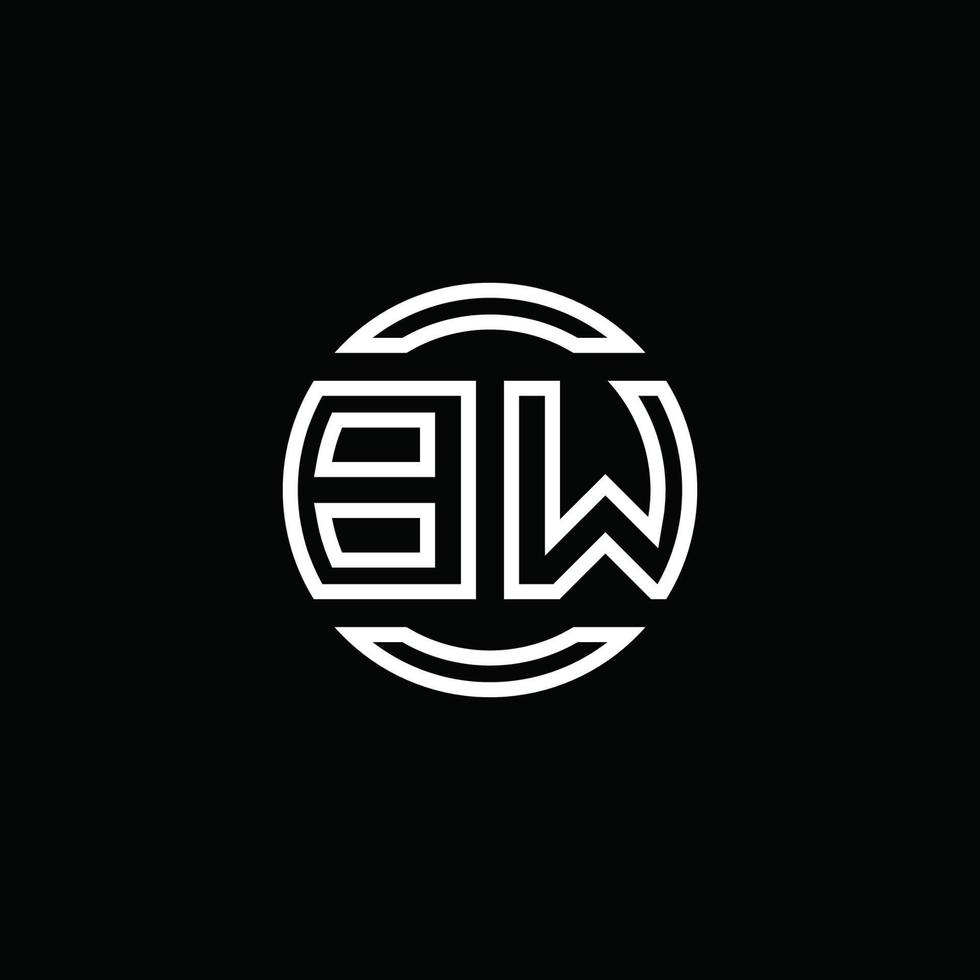 monogramme du logo bw avec un modèle de conception arrondi de cercle d'espace négatif vecteur