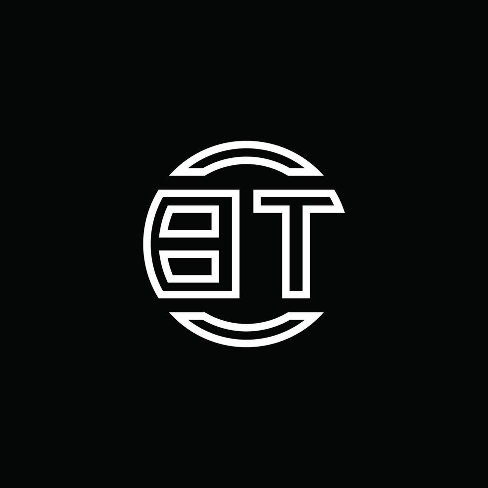 monogramme du logo bt avec un modèle de conception arrondi de cercle d'espace négatif vecteur