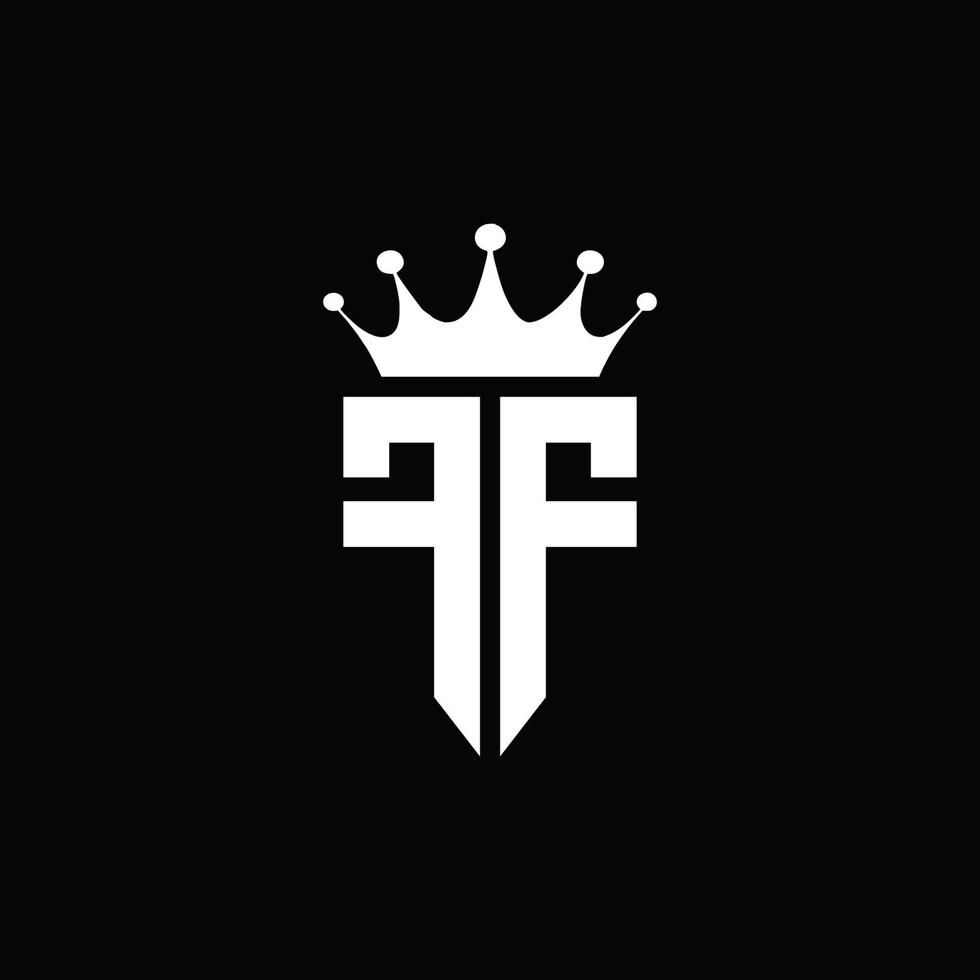 ff logo monogramme style emblème avec modèle de conception de forme de couronne vecteur
