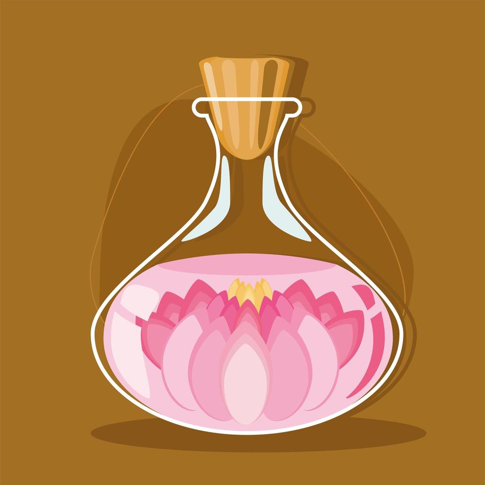 essence de bouteille de fleur de lotus vecteur