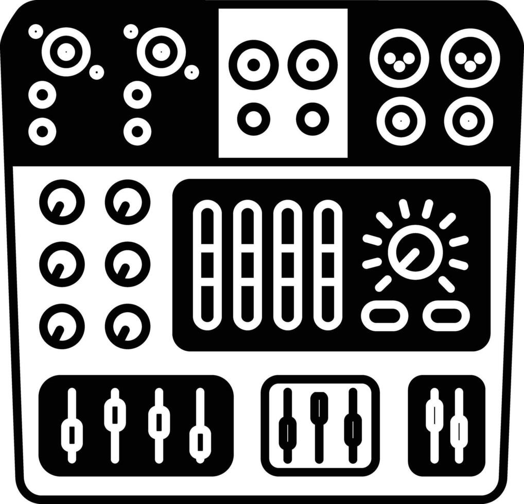 l'audio mixer glyphe et ligne vecteur illustration