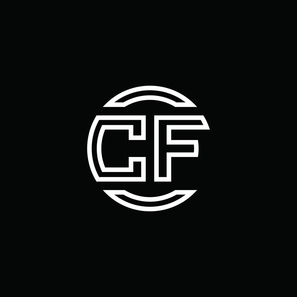 monogramme du logo cf avec modèle de conception arrondi de cercle d'espace négatif vecteur