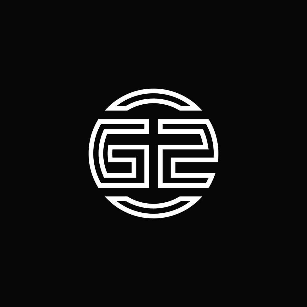 monogramme du logo gz avec un modèle de conception arrondi de cercle d'espace négatif vecteur