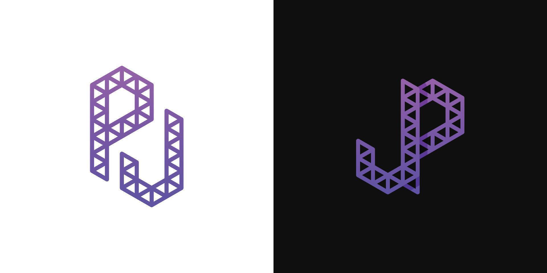 des lettres jp et p j polygone logo, adapté pour affaires en relation à polygone avec jp ou p j initiales vecteur