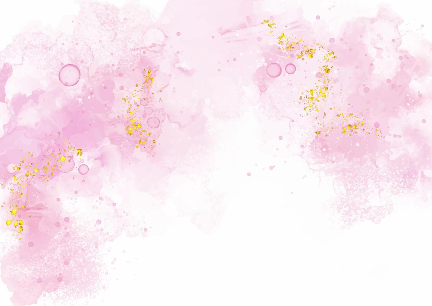 pastel rose main peint Contexte avec or briller vecteur