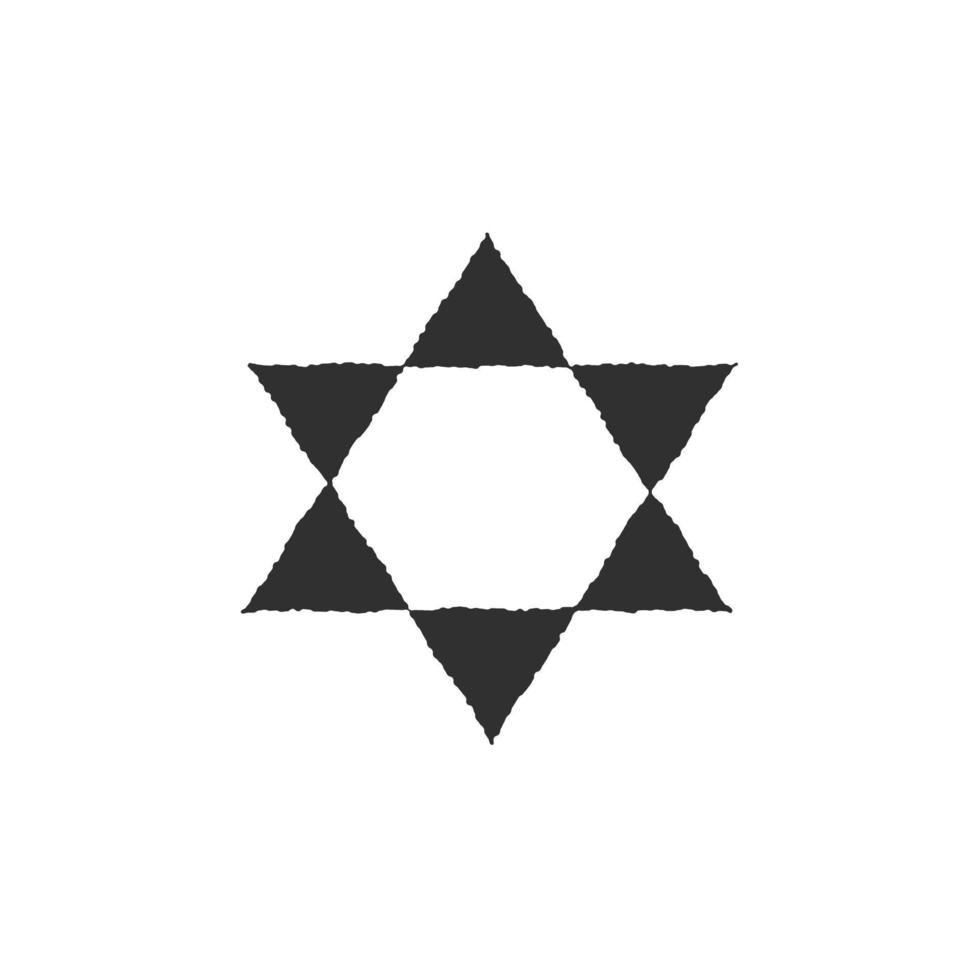 étoile de david icône de forme dans la conception de contour plat noir vecteur