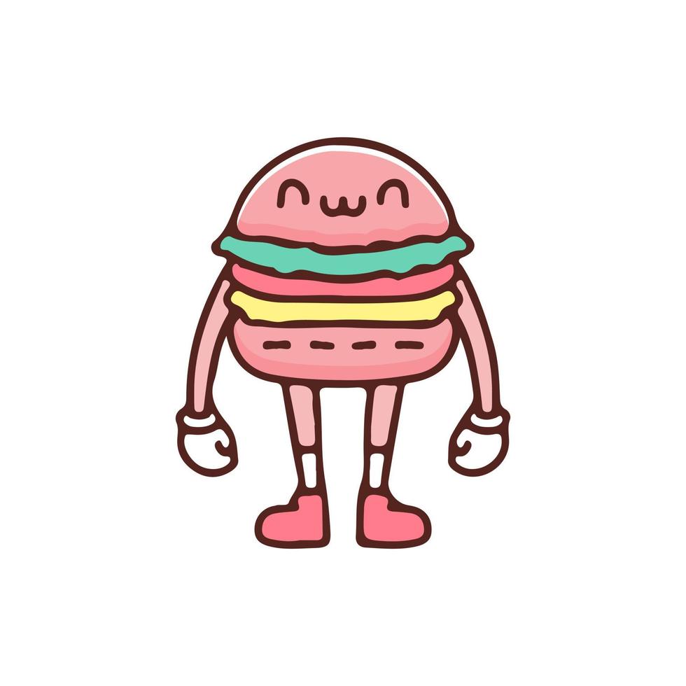 illustration de personnage de hamburger mignon. graphiques vectoriels pour les impressions de t-shirts et autres utilisations. vecteur